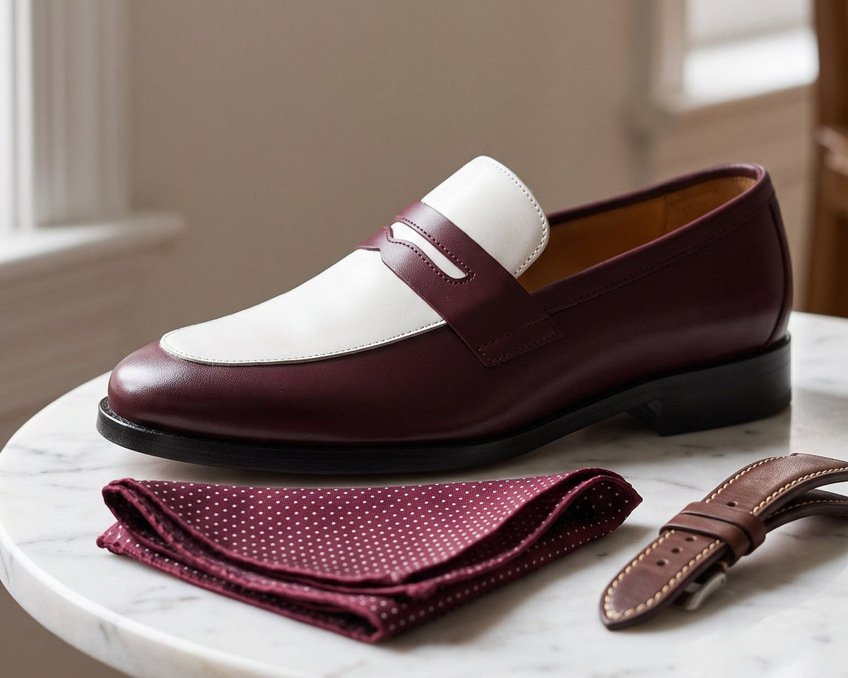 ZK Maroon White Loafer
