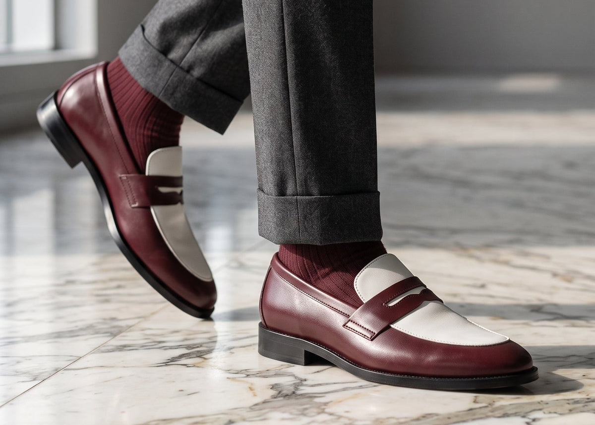 ZK Maroon White Loafer